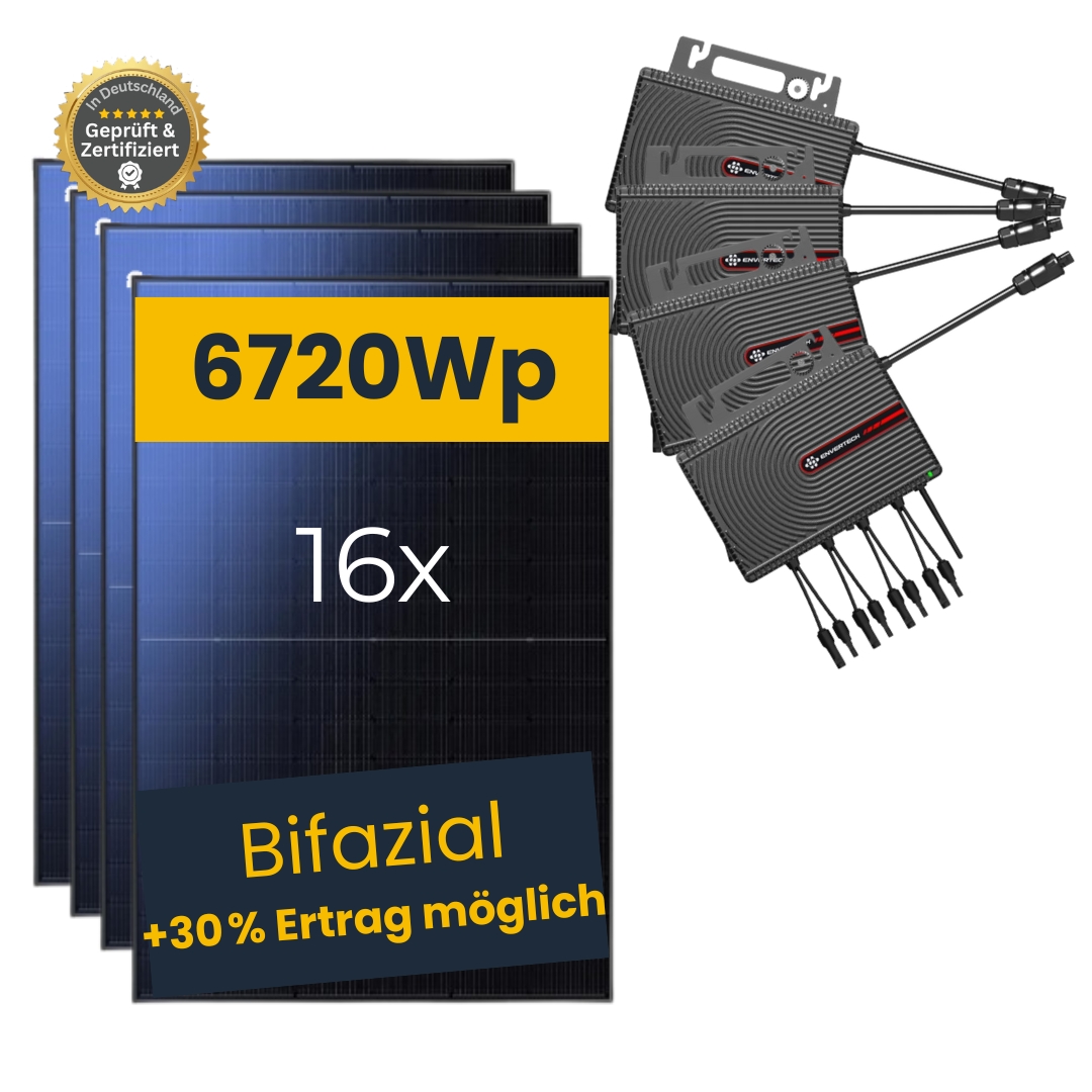 PV-Paket EasyAlpha 8kW 3x EVT-2000 12x Solarmodule, bifazial|Glas/Glas PV-Paket EasyAlpha 8kW 3x EVT-2000 12x Solarmodule, bifazial|Glas/Glas