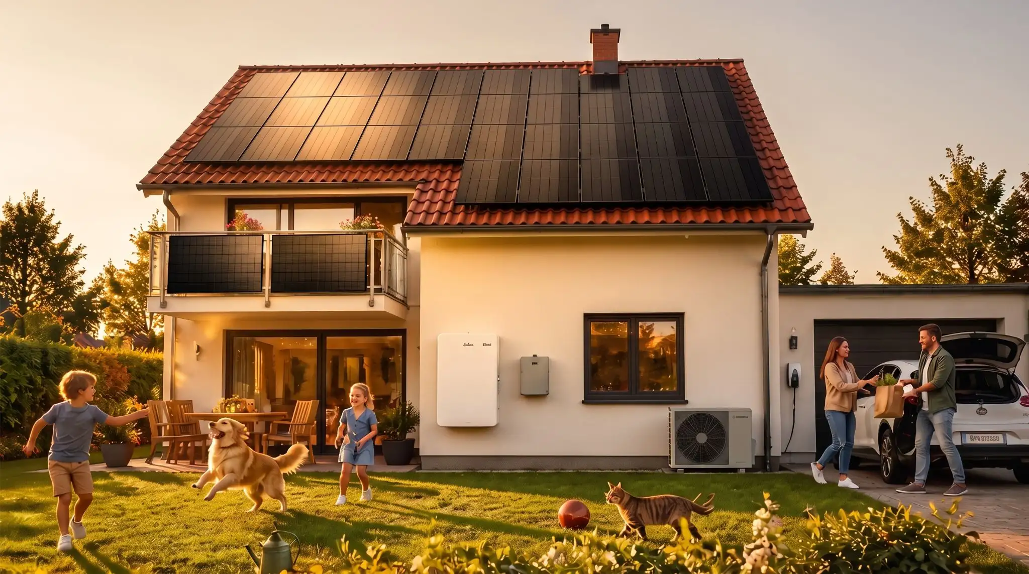 Einfamilienhaus mit Photovoltaikanlage, Balkonkraftwerk, Batteriespeicher und Wärmepumpe