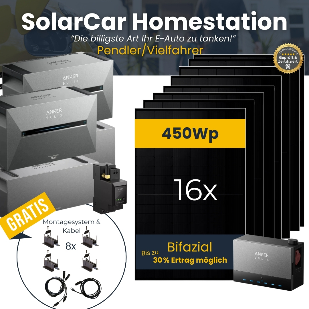 Pendler/Vielfahrer-Paket für 20 - 40.000 + km/Jahr - SolarCar Homestation - Lade dein Auto mit der Sonne 