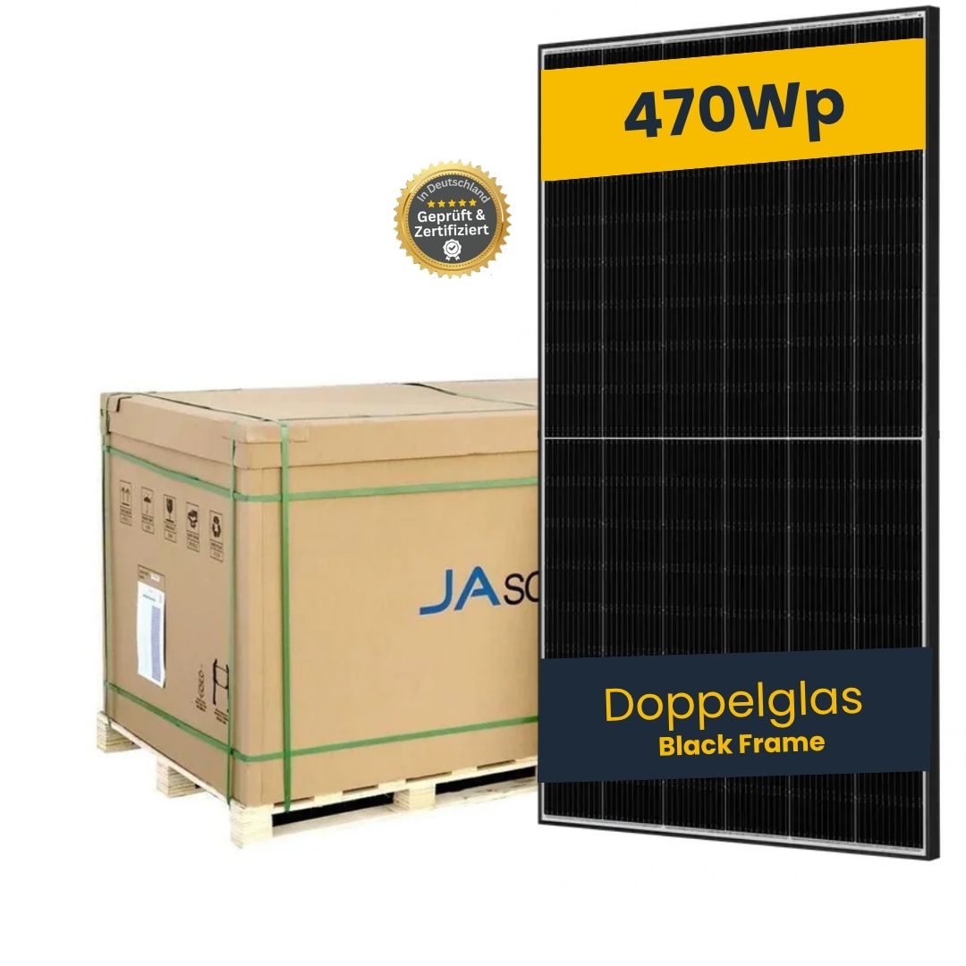 Solarmodul 470 W - Doppelglas Black Frame PV Modul, elegantes Design JAM54D40-470/LR - Palette á 36 Stück - ab 54,99 € pro Modul Kopie