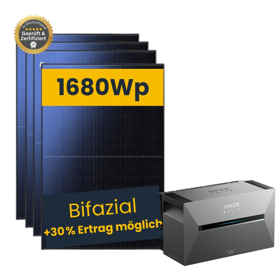 Balkonkraftwerk 1680Wp mit Anker Solarbank 2 Pro, Bifazial 
