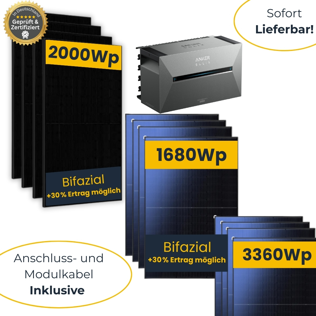 Balkonkraftwerk 1680-4000Wp Anker Solarbank 3, Bifazial