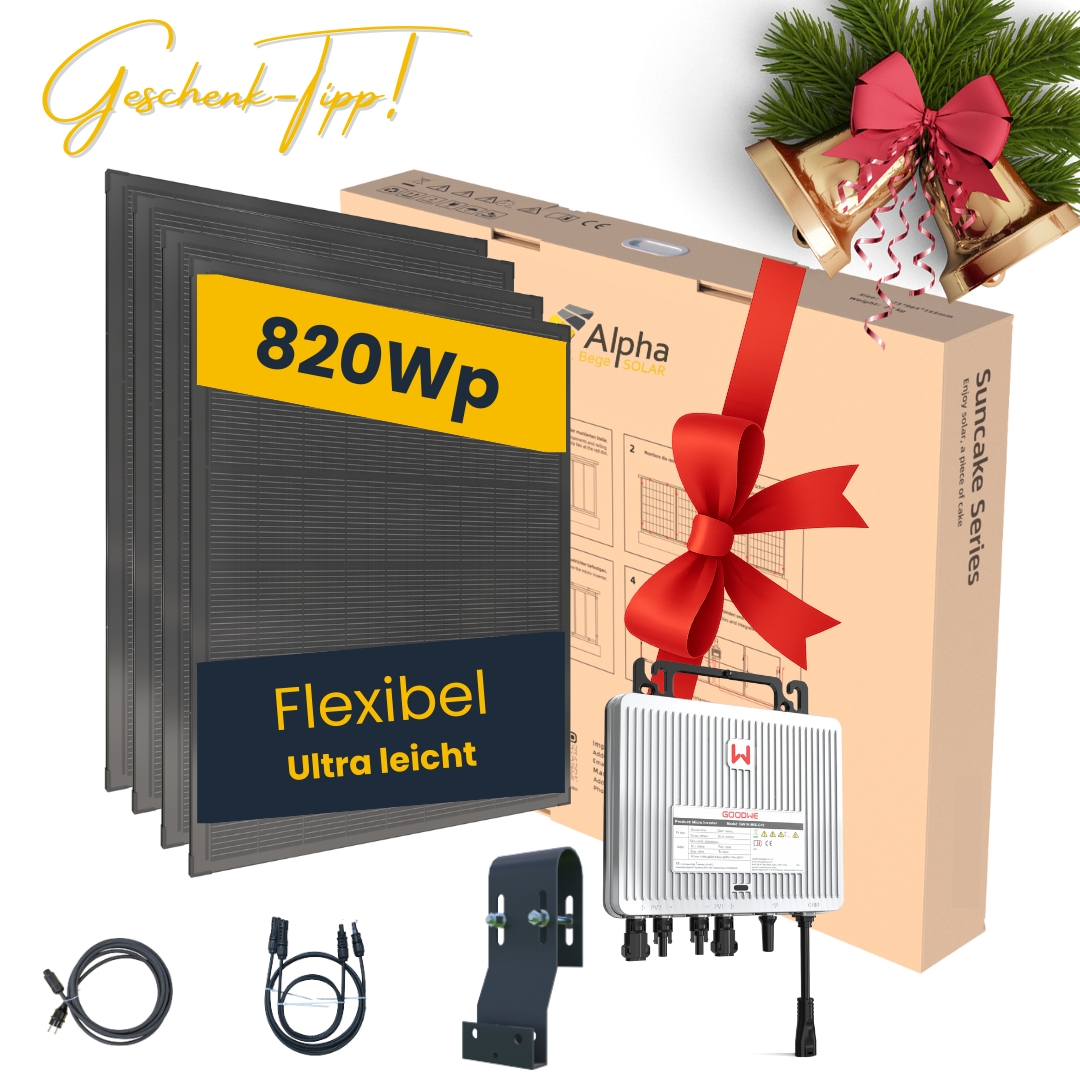 Geschenk Tipp: Balkon-Solar-Box 820Wp Ultraleicht Flex-Balkonkraftwerk inkl. Befestigung