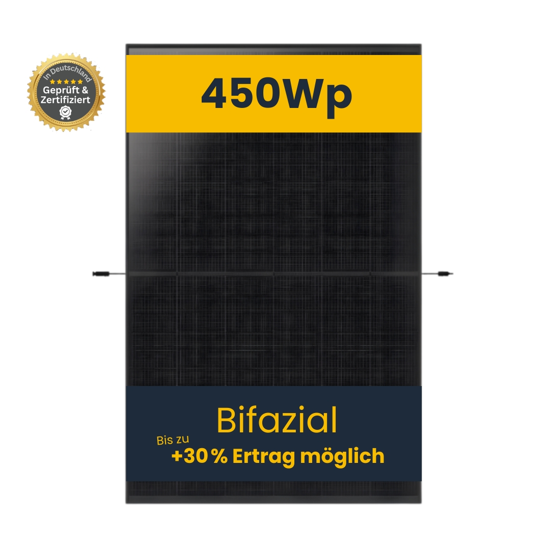Solarmodul 450W Trina Vertex S+ N-Type Doppelglas - Triple-Cut 1500V  Full Black