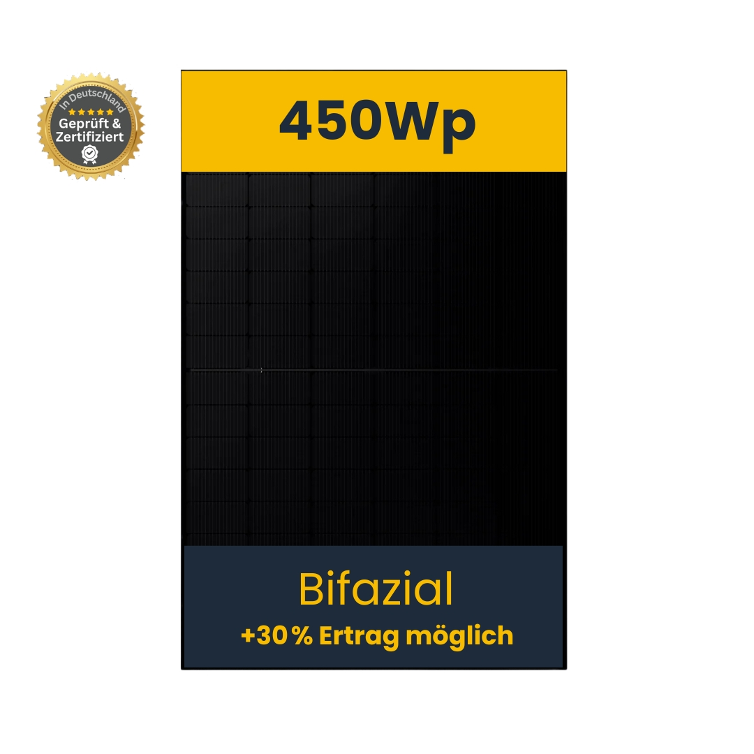 Jolywood 450W Bifazial Glas-Glas Full Black Modul JW-HD96N-R2 bifazial