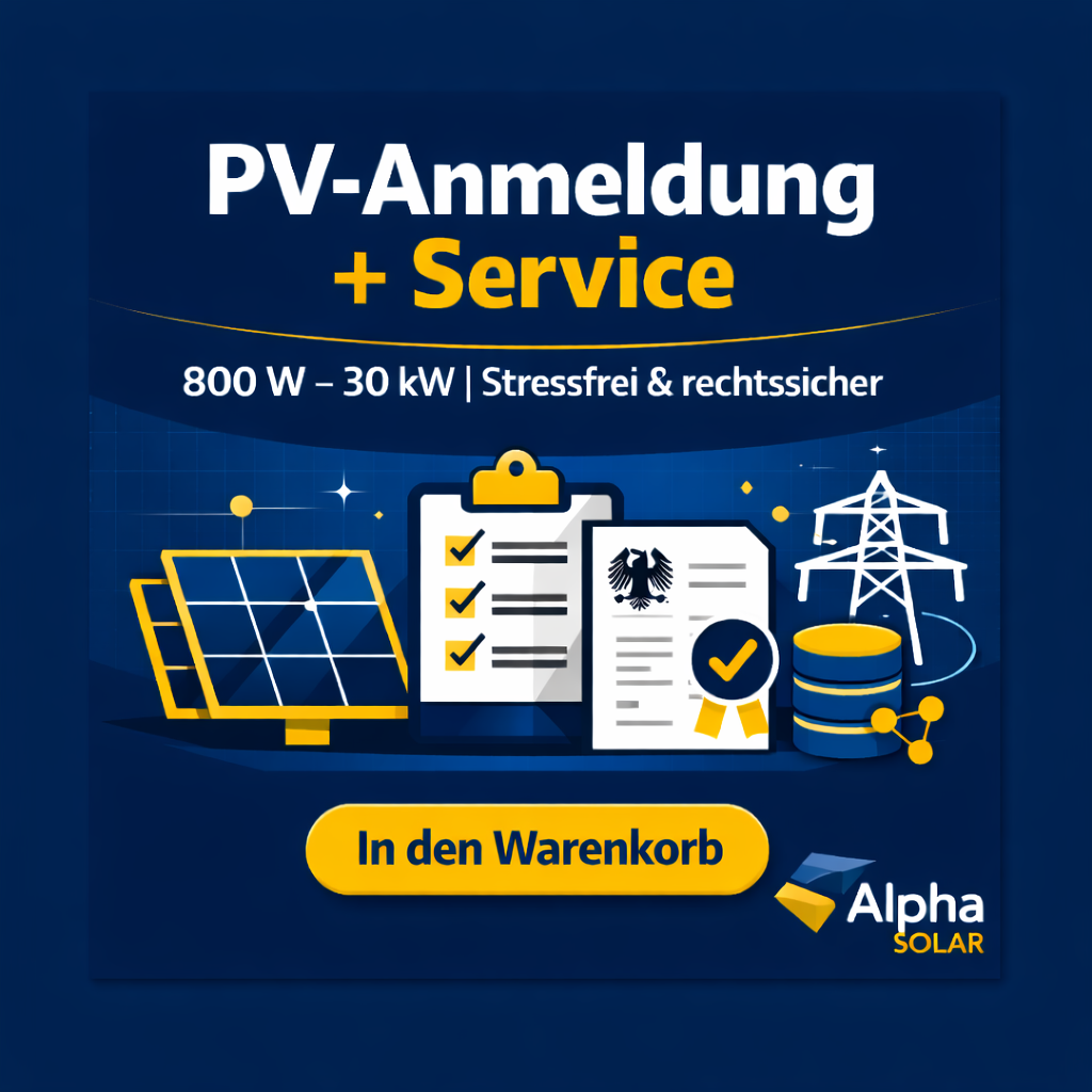 Anmeldung fertig montierte, geprüfte PV-Anlage 800W - 30 kW in Deutschland