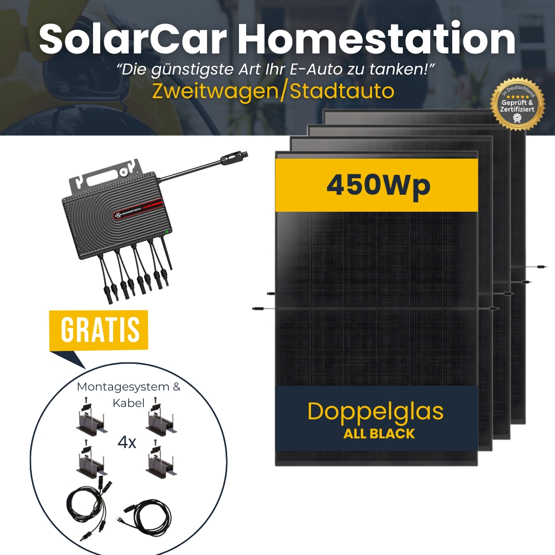 Zweitwagen/Stadtauto-Bundle für 10.000 km/Jahr - SolarCar Homestation - Lade dein Auto mit der Sonne - JA/Trina