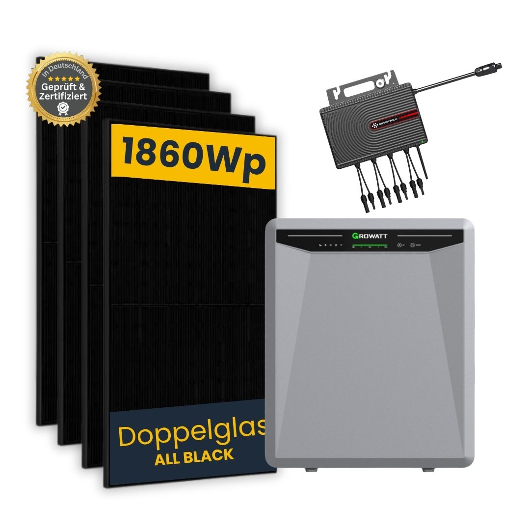 1860Wp 4x JA Solar mit Growatt AURA 5000 5kWh Speicher & Envertech EVT-2000SE