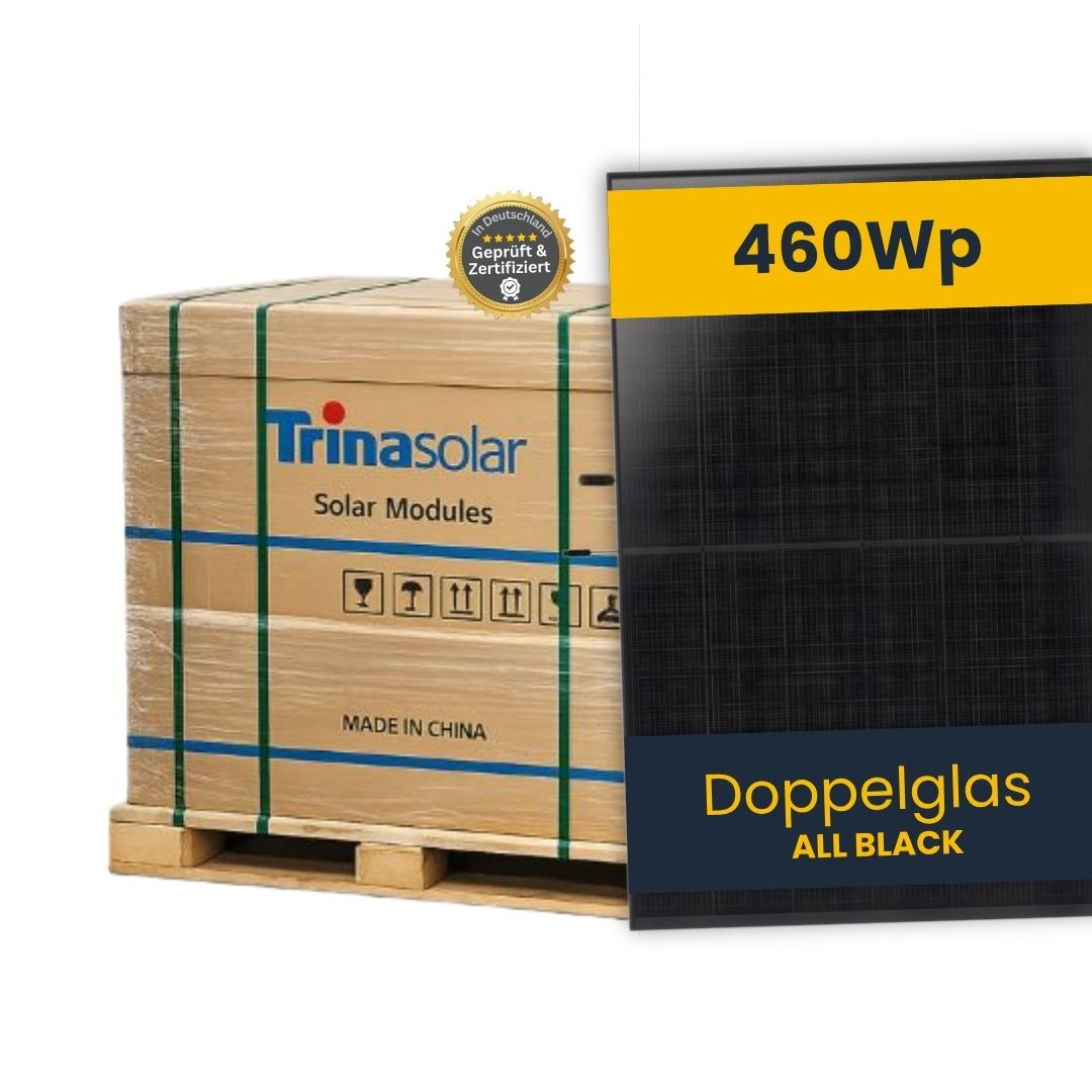 Solarmodul 460Wp Trina Solar Vertex S+N-Type Doppelglas All Black TSM-460-NEG9R.25-MC4-EVO2 - Palette á 36 Stück - ab 56,90€ pro Modul Kopie