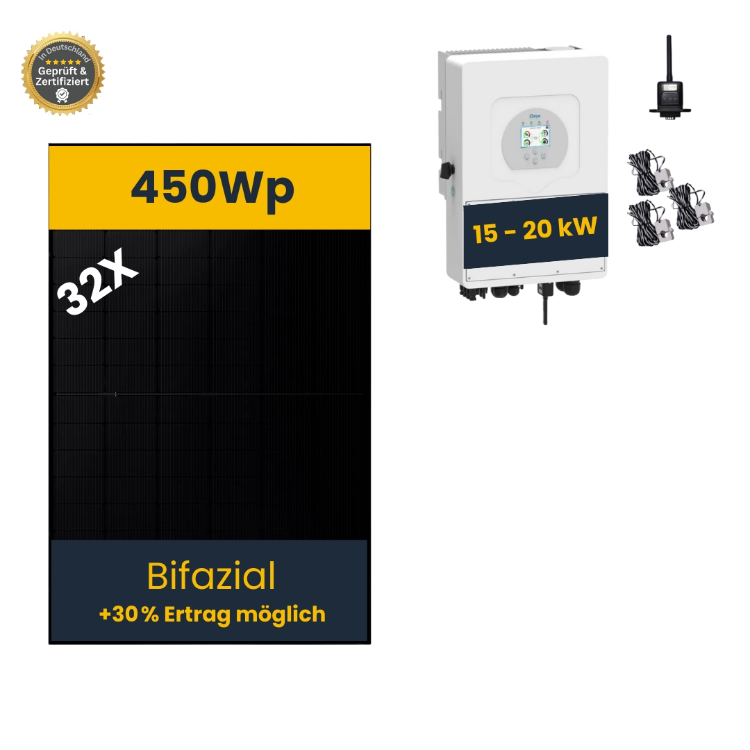 PV-Komplettanlage 15 - 20kW 15 kW, bifaziale Module, Glas/Glas PV-Komplettanlage 15 - 20kW 15 kW, bifaziale Module, Glas/Glas