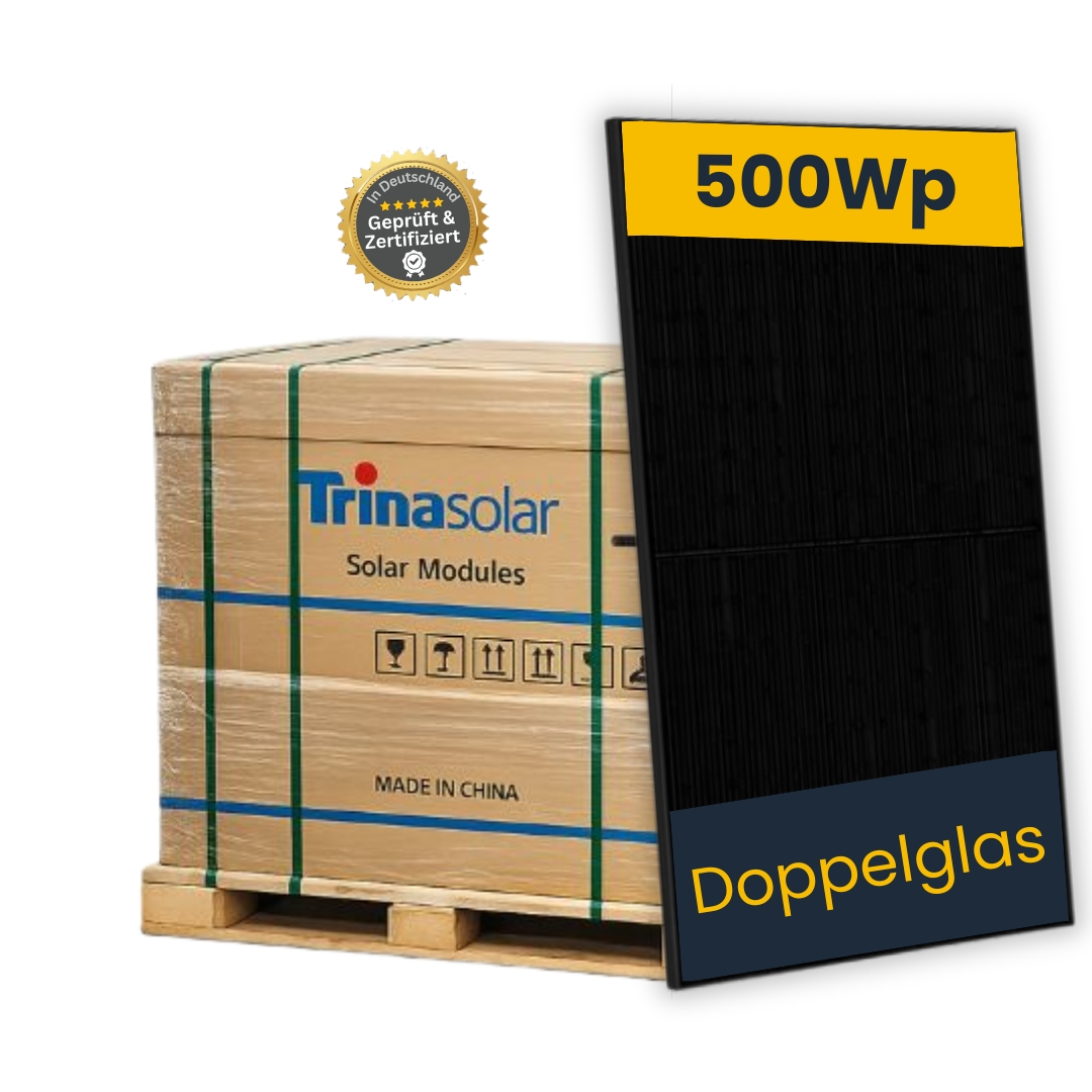 Solarmodul 500Wp Trina Solar Vertex S + N-Type Doppelglas All Black TSM-500-NEG18R.28 - Palette á 36 Stück - Angebot für Händler und Solarteure