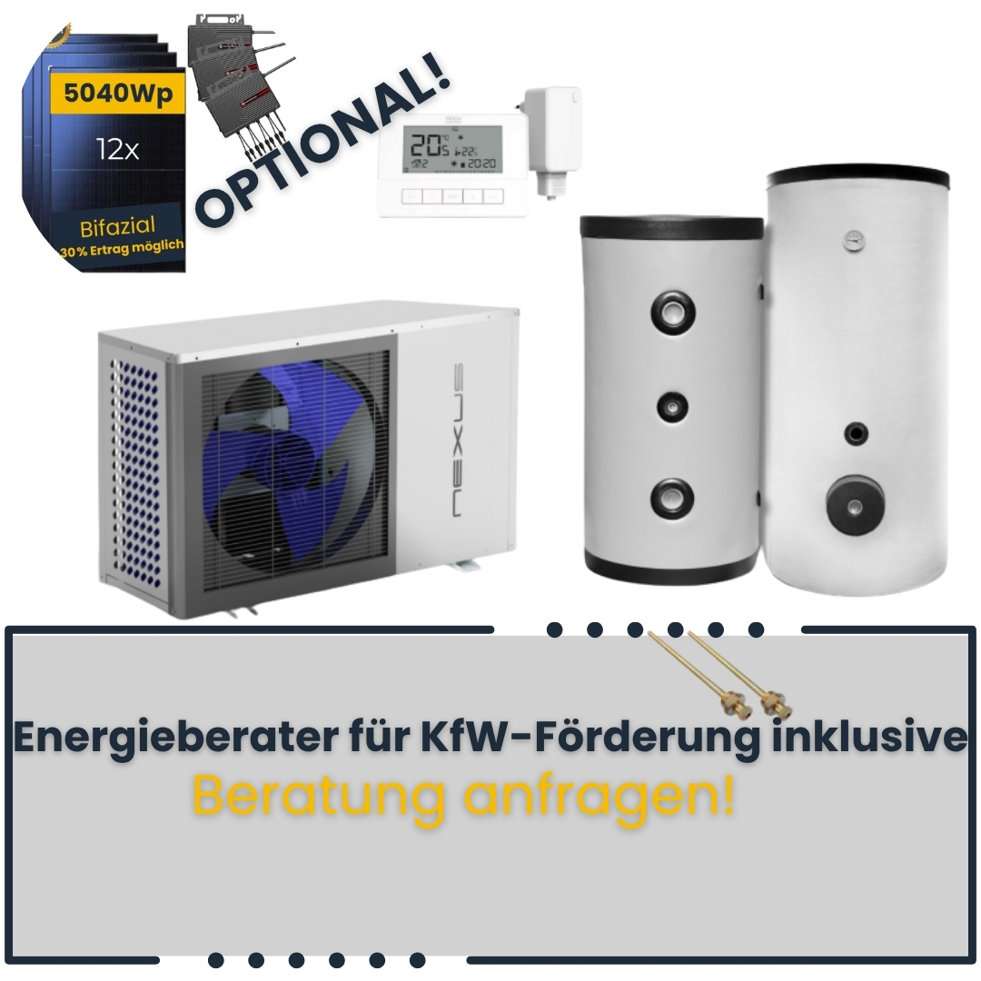 Wärmepumpen-Komplettset KfW Förderfähig inkl. Beratung, NEXUS M8 EVI, Warmwasserspeicher, Pufferspeicher und Zubehör
