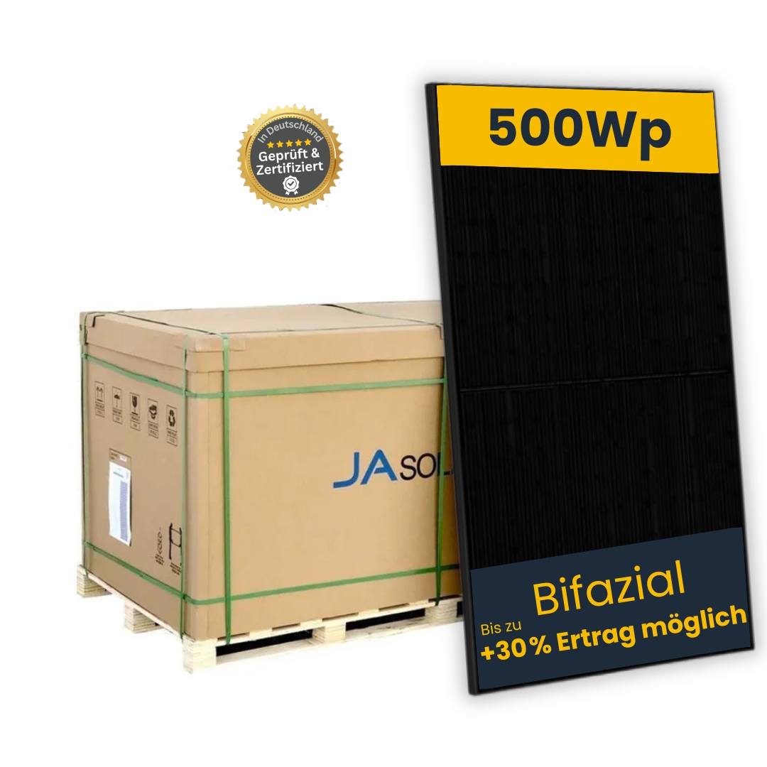 Solarmodul 500+ Wp bifazial JA Solar JAM60D41 1 - Palette á 36 Stück - Angebot für Händler und Monteuere